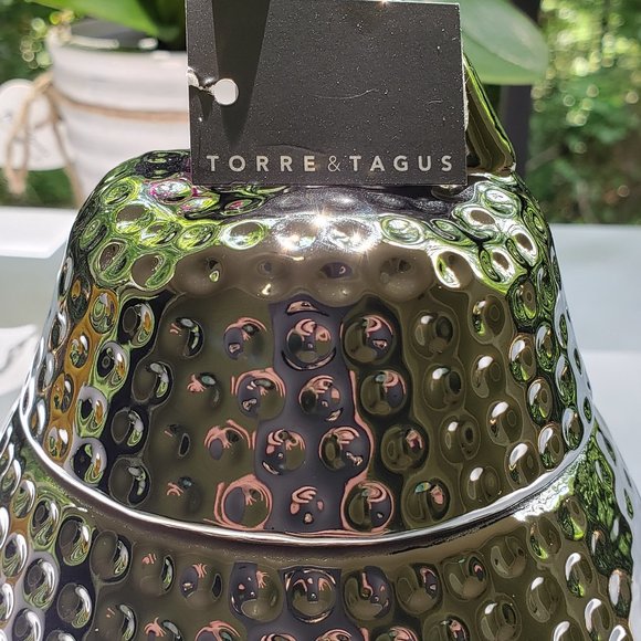 TORRE + TAGUS Helio Silver Hammered Pear Canister in Fine Ceramic Brand New - Picture 13 of 16